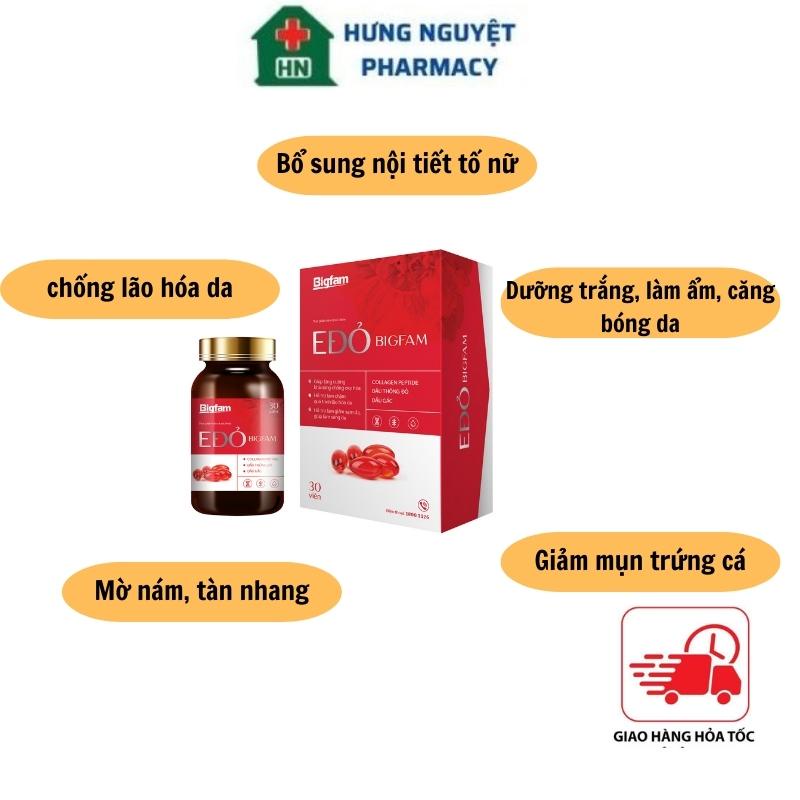 Vitamin E Đỏ Bigfam chống lão hóa hộp 30 viên mờ nám tàn nhang