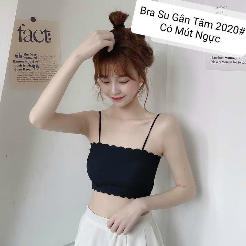 Áo 2 dây bra su trơn có mút mềm mịn