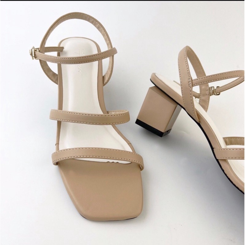 Sandal cao gót chất da mờ 5cm