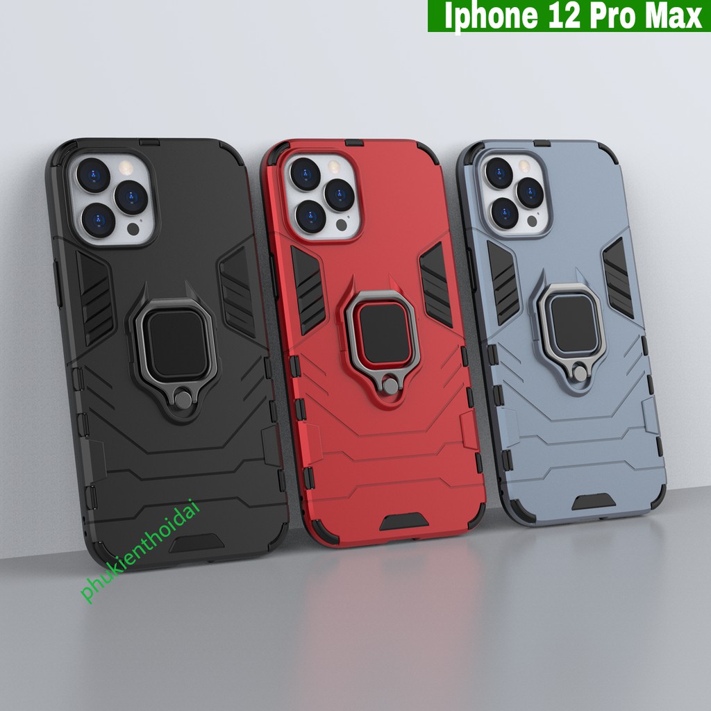 Ốp lưng Iphone 12 Pro Max chống sốc Iron Man Iring giá đỡ mặt lưng nhựa PC viền dẻo