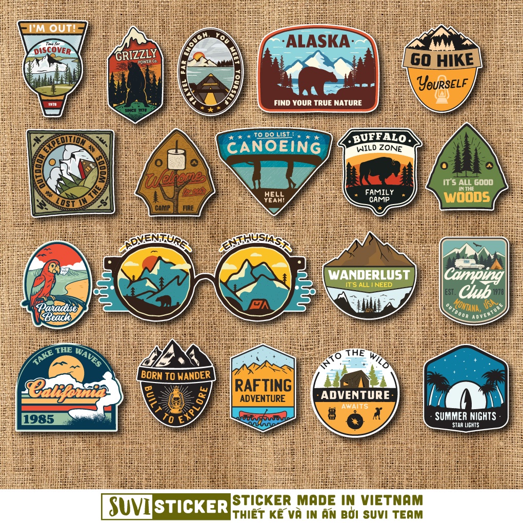 50 Sticker Vintage Travel chống nước sticker dán mũ bảo hiểm, laptop, điện thoại, đàn guitar, vali. MSP: SV17