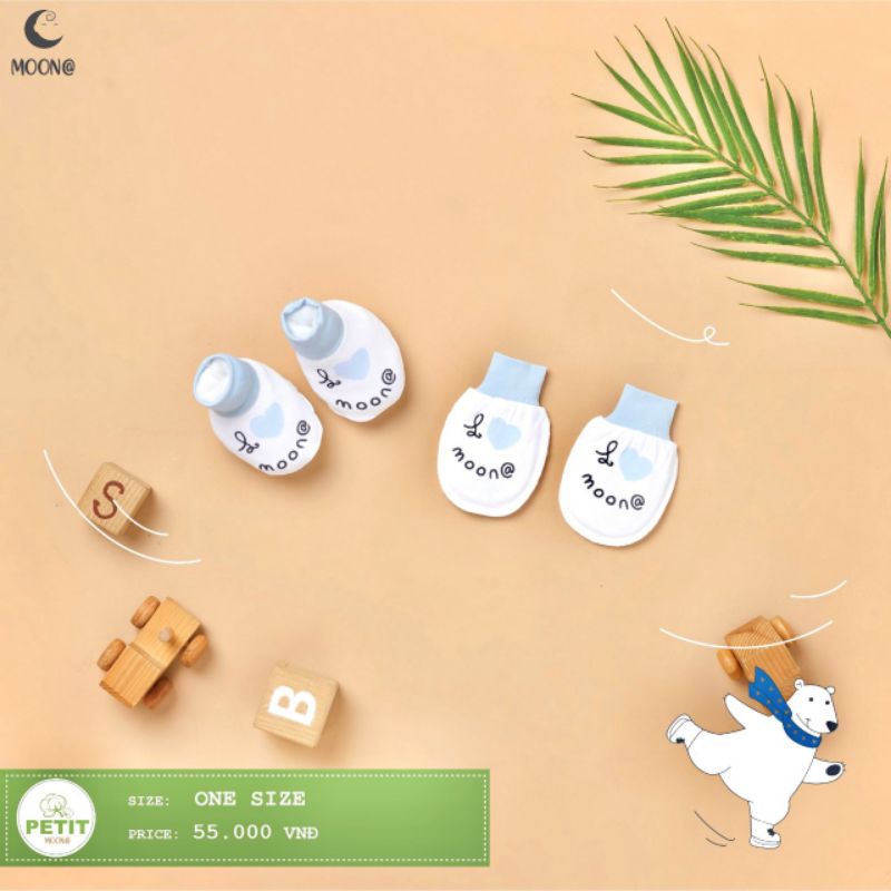 Moon -  Bộ dài tay cài chéo Moon petit cho bé 3-7kg bộ quần áo sơ sinh