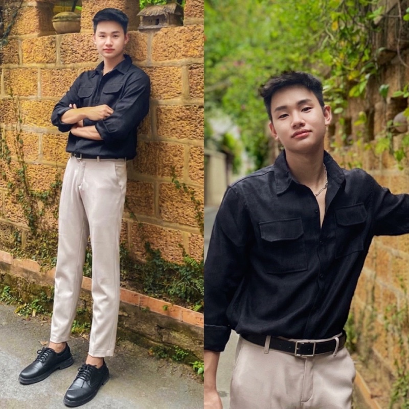 Áo Sơ Mi Nhung KUPI Nam Nữ Tay Dài Hai Túi Hộp Unisex Hot Trend Mr Smile 99 Shop