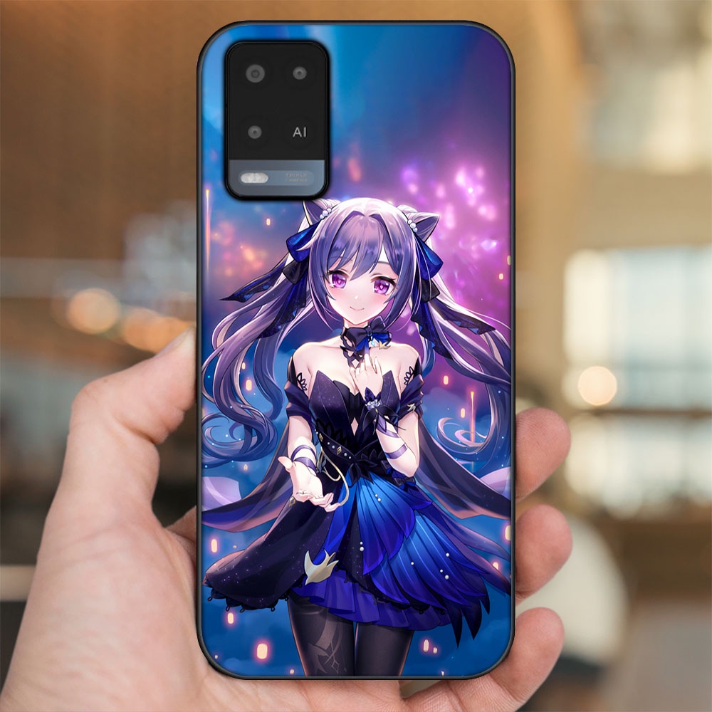 Ốp lưng Oppo A54 4G, A54 5G viền đen in hình Keqing Genshin Impact