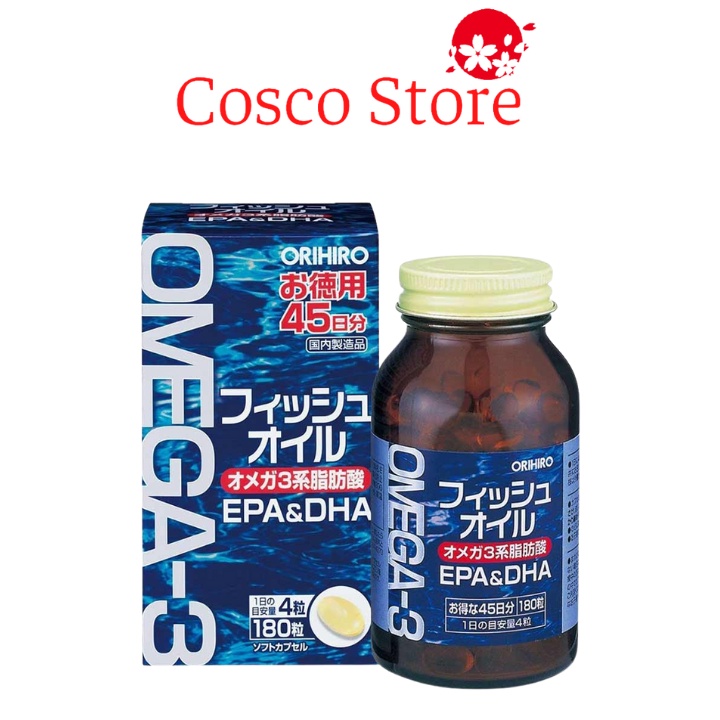 Viên uống Omega 3 EPA & DHA Orihiro Nhật Bản hộp 180 viên