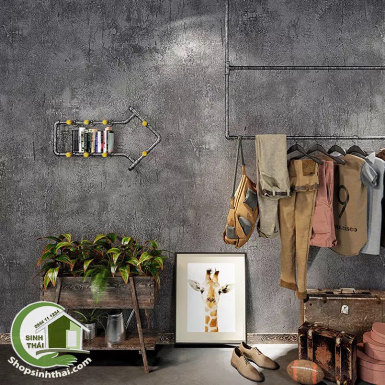 Decal giấy dán tường giả xi măng bê tông màu xám khổ 45cm - chọn kích thước