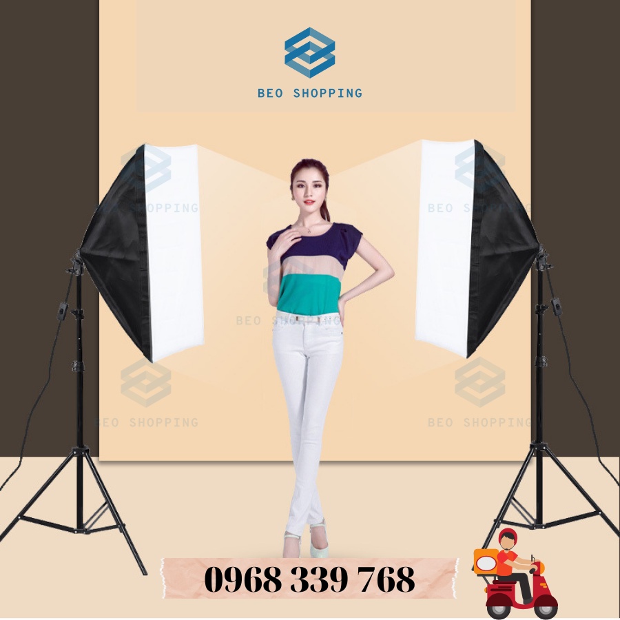 [❌Sale] Softbox 50x70cm Đèn Chụp Ảnh Sản Phẩm, Bộ Đèn Studio, quay phim, Livestream chuyên nghiệp, chân đèn cao 2m kèm