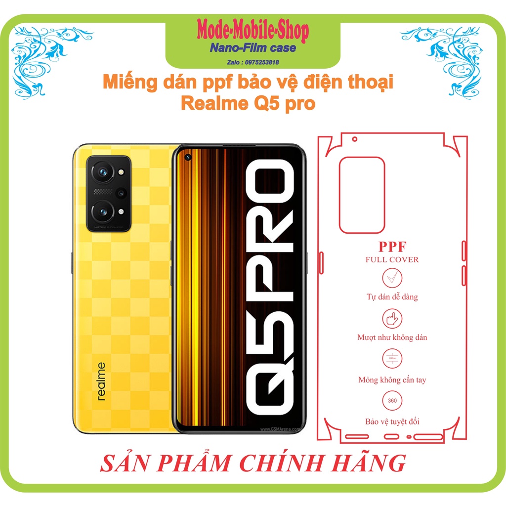 Miếng dán PPF (full lưng viền) bảo vệ điện thoại realme Q5 pro