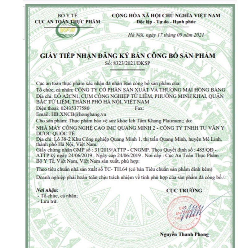 Ích tâm khang platinum (hỗ trợ chống đông máu, đau thắt ngực,tim đập nhanh,khó thở do thiểu năng mạch vành(thiếu máu tim