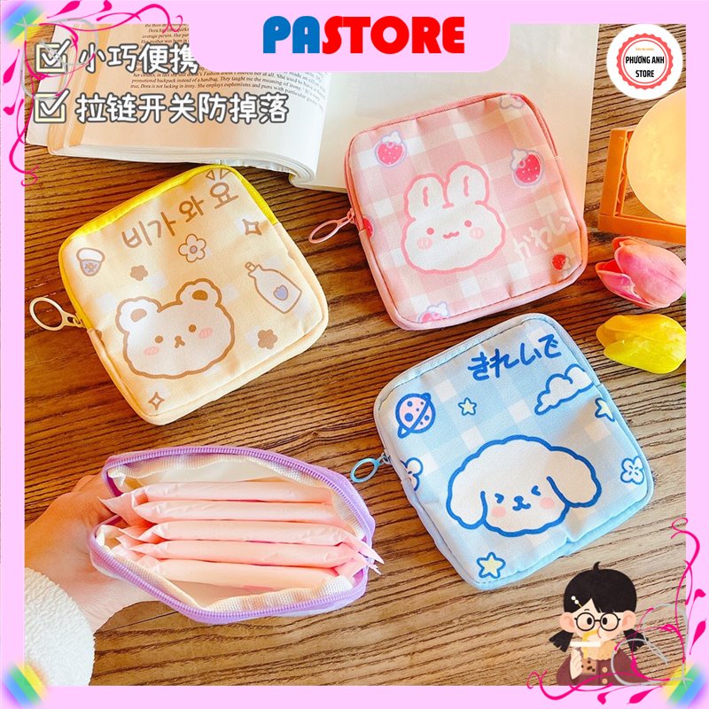 Túi đựng băng vệ sinh,túi đựng đồ skincare túi đựng đồ cá nhân vải cao cấp kín đáo nhỏ gọn sử dụng dễ dàng dễ thương.