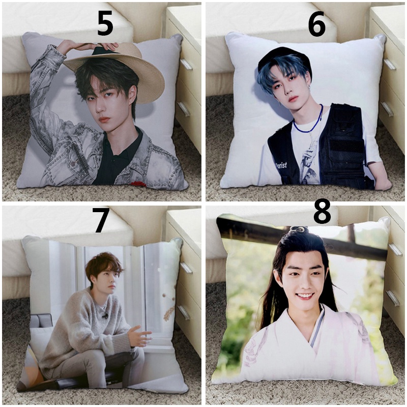 Vỏ bọc gối đơn bằng polyester in hình diễn viên Wang Yibo/ Xiao Zhan 45x45cm | BigBuy360 - bigbuy360.vn