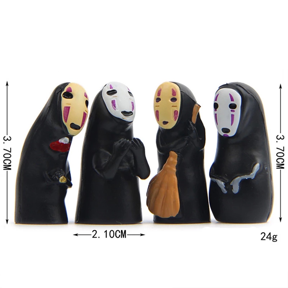 Set 4 mô hình đồ chơi nhân vật Vô Diện hoạt hình Spirited Away bằng pvc