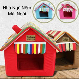 Nhà ngủ nệm hình mái xéo cho cún, mèo