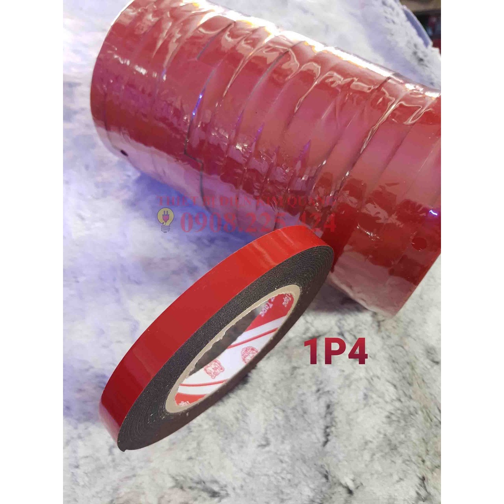 Cuộn băng keo xốp 2 mặt màu đỏ SIÊU DÍNH , cuộn dài 6M