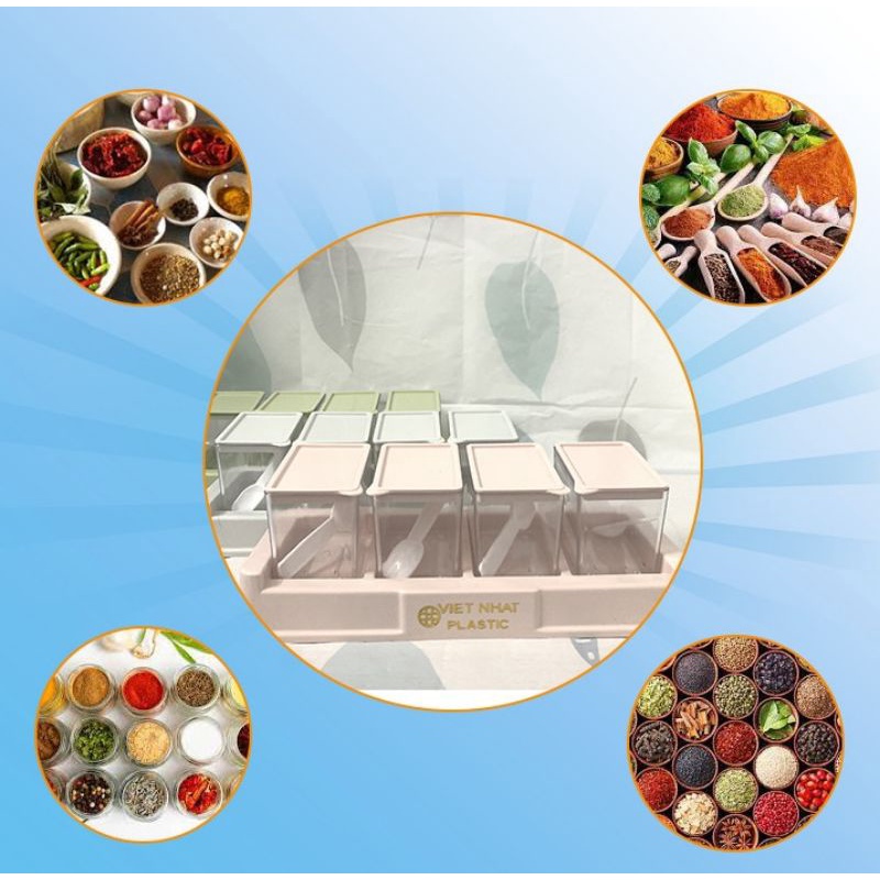 Bộ 4 lọ đựng gia vị nhựa Việt Nhật