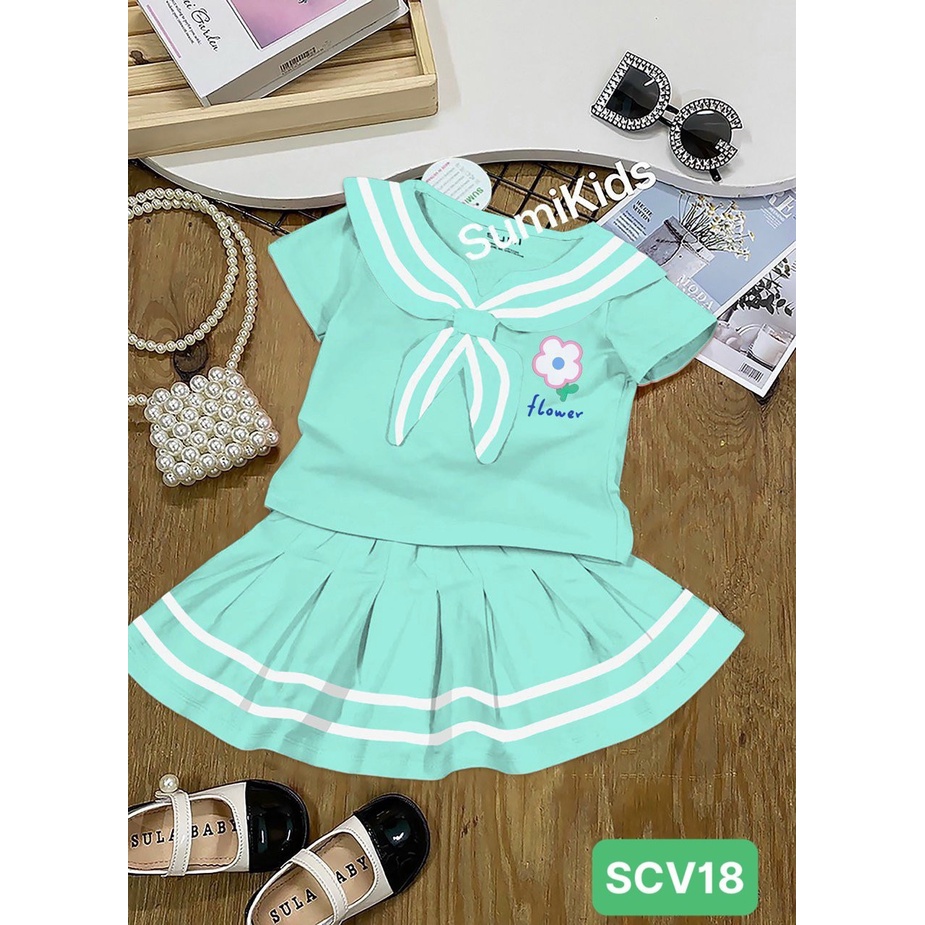 Sét bộ đồ chân váy xịn xò cho bé gái size 15kg-35kg.Có chip bên  trong