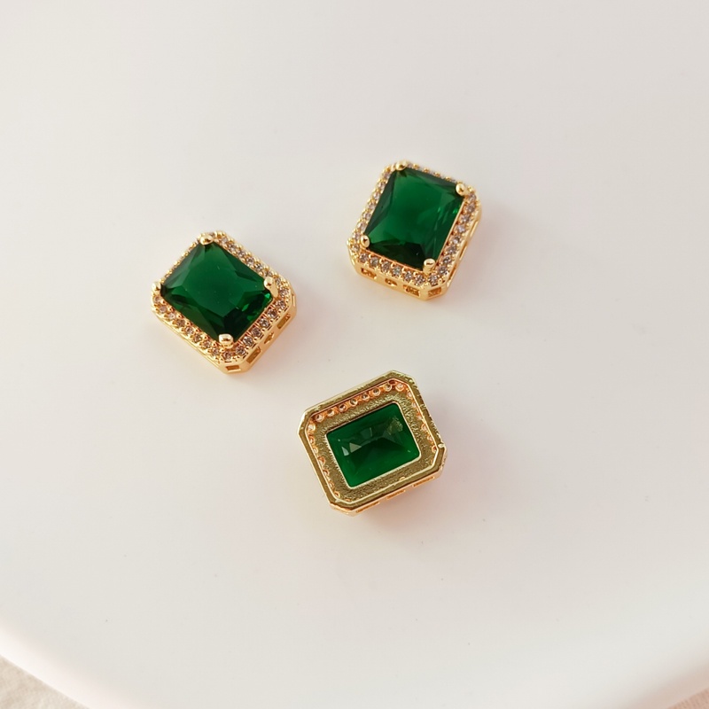 Mặt Dây Chuyền Thẳng Hình Vuông Đính Đá Zircon Mạ Đồng 14K Nhiều Màu Sắc Dùng Làm Trang Sức DIY