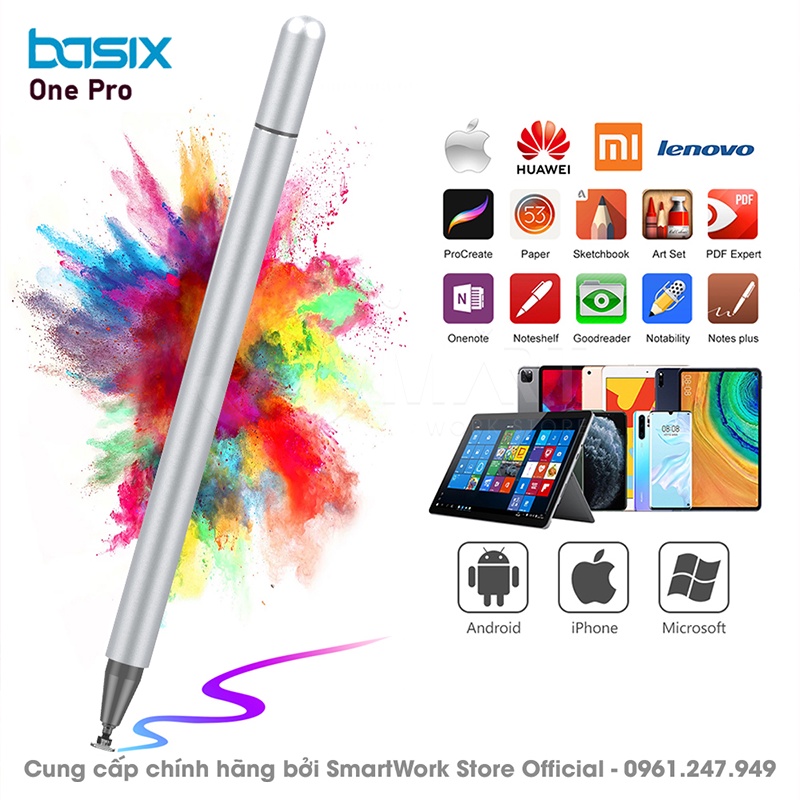 Bút Cảm Ứng Basix One Pro Chính Hãng [Tương Thích Tất Cả Thiết Bị Smartphone, Ipad - Iphone, Samsung, Oppo, Xiaomi] Enzo