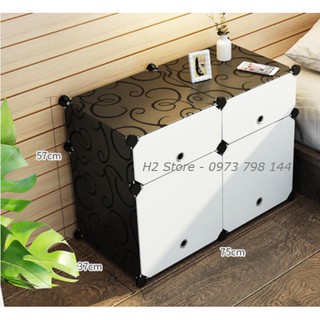 TỦ NHỰA LẮP GHÉP MINI ĐẦU GIƯỜNG ( 2 ô to + 2 ô nhỏ) ĐỂ ĐỒ ĐA NĂNG THÔNG MINH