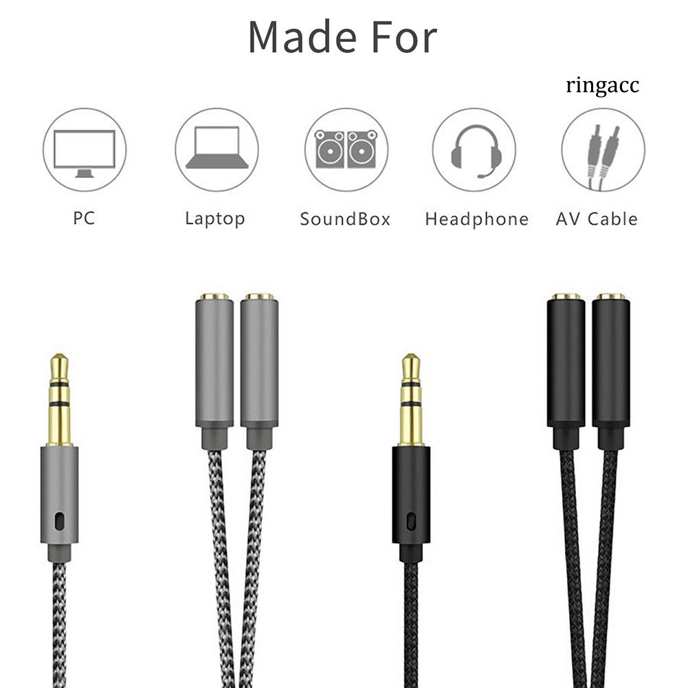 Cáp Chia 1 Cổng Âm Thanh Ra 2 Cổng Jack 3.5mm Tiện Dụng