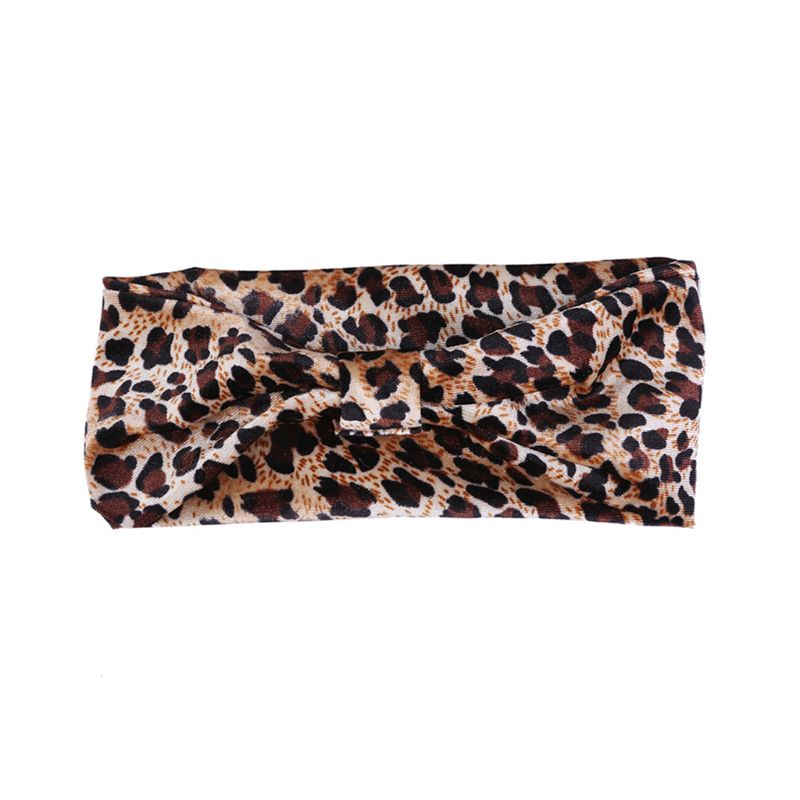 Băng Đô Thể Thao Bản Rộng In Họa Tiết Da Báo Phong Cách Boho Hàn Quốc Cho Nữ