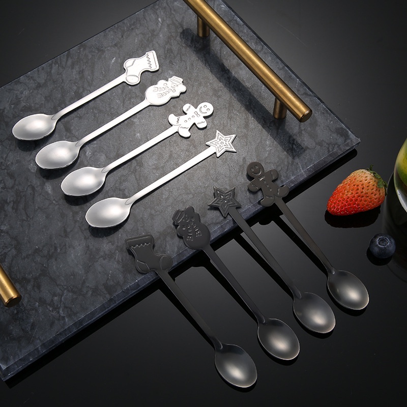 Bộ 4 muỗng thép không gỉ họa tiết Giáng sinh thú vị