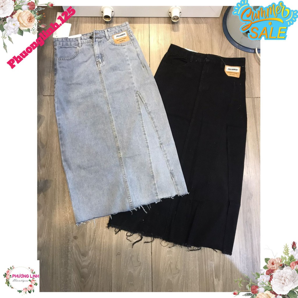 CHÂN VÁY JEAN GÂN XẺ ĐÙI 2M XANH/KHÓI | BigBuy360 - bigbuy360.vn