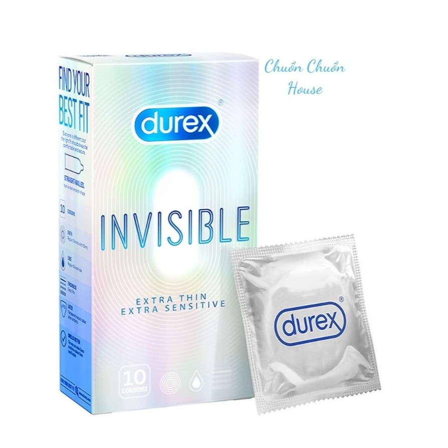 Bao Cao Su Durex Invisible Siêu Mỏng, An Toàn, Uy Tín Hộp 10c BCS Chính Hãng