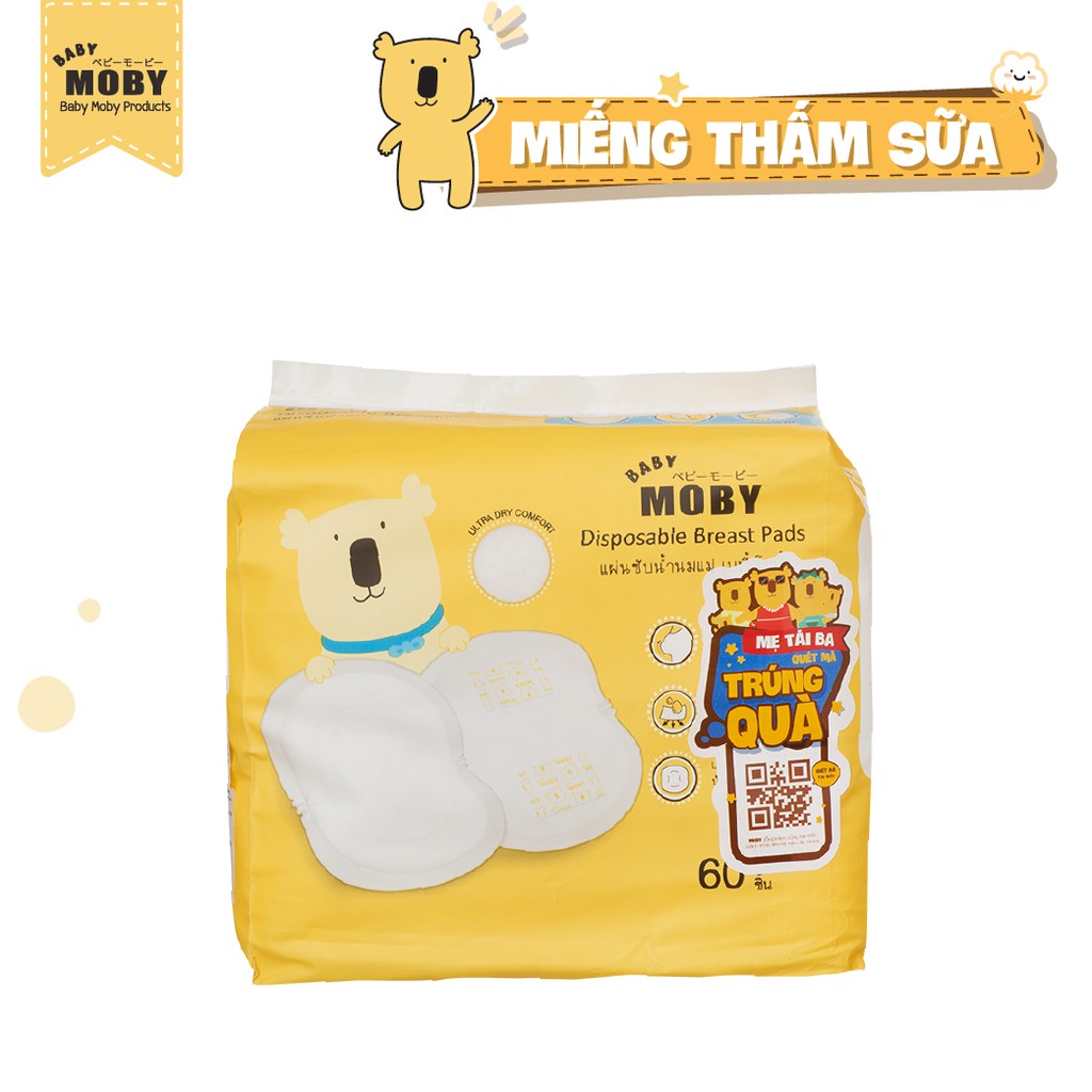 2 Bịch miếng thấm sữa Moby Baby + 1 Bông đa năng 100gr