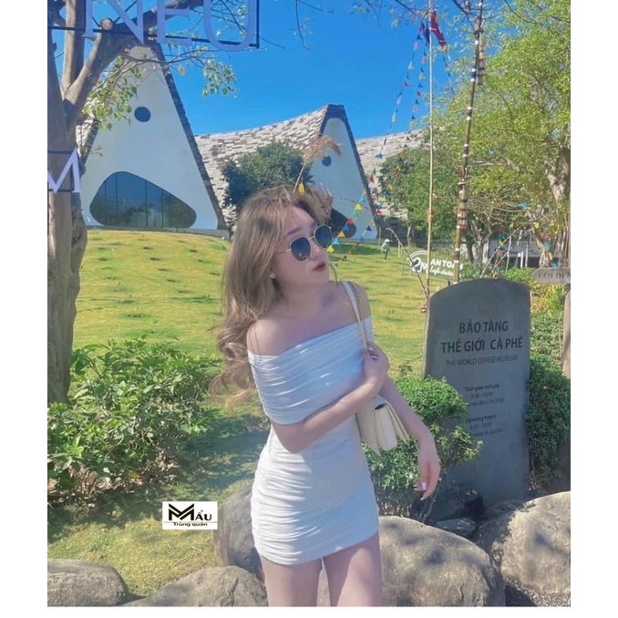 Váy body lưới trễ vai