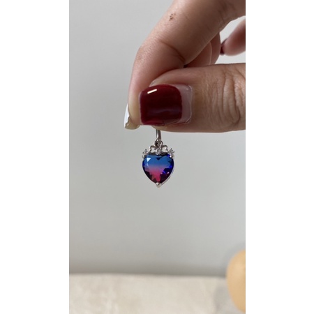 Khuyên rốn hình trái tim tím gắn đá bằng thép không gỉ