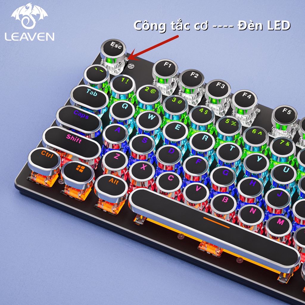Bàn phím máy tính Bàn phím cơ LEAVEN K550 Punk 87 phím Hiệu ứng ánh sáng RGB bàn phím cơ gaming | BigBuy360 - bigbuy360.vn