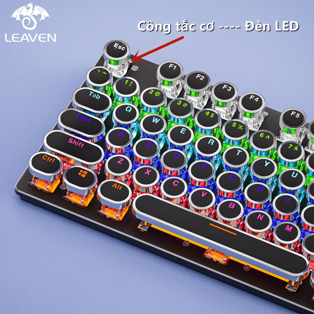 Bàn phím máy tính Bàn phím cơ LEAVEN K550 Punk 87 phím Hiệu ứng ánh sáng RGB bàn phím cơ gaming