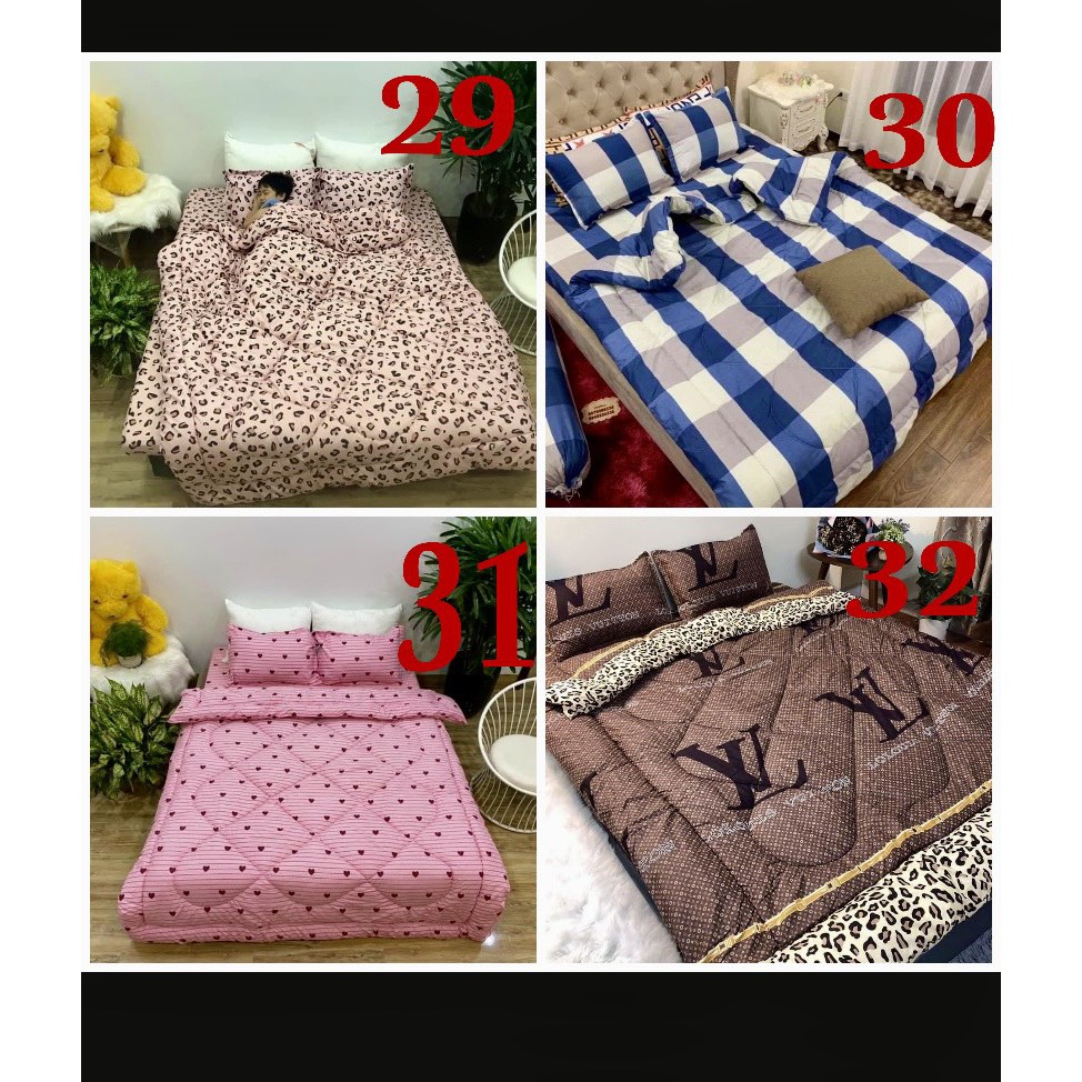 Trọn bộ chăn phao Bo Decor 5 món ga gối poly coton