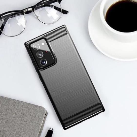 Ốp lưng dẻo Samsung Galaxy Note 20 / Note 20 Ultra vân sợi cacbon chống sốc, chống vân tay Rugger Amor