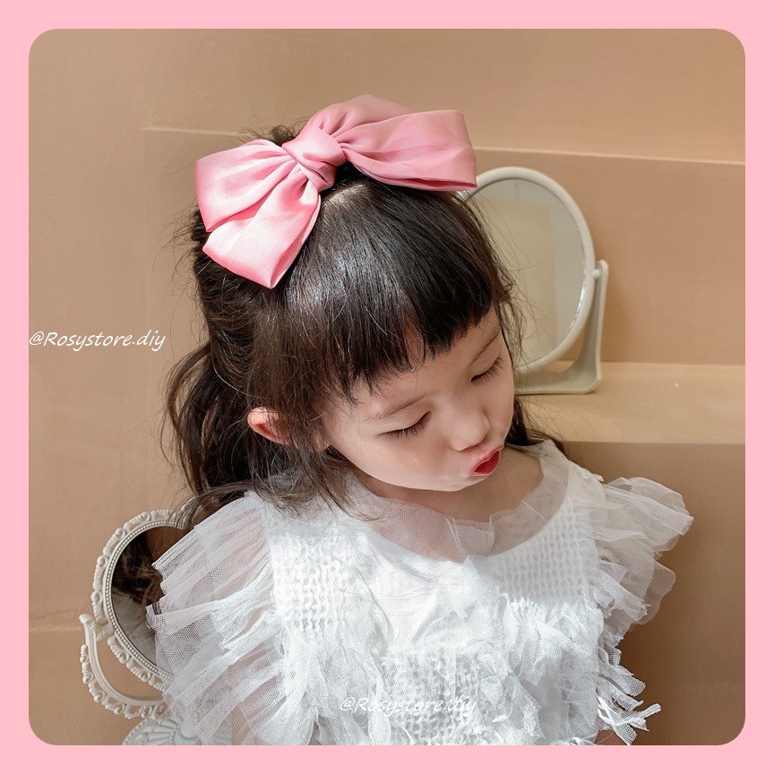 [Ảnh thật] KẸP NƠ TIỂU THƯ LỤA SATIN TÔNG HỒNG SANG TRỌNG- KẸP TÓC HÀN QUỐC PHỤ KIỆN NỮ GIÁ RẺ ĐẸP