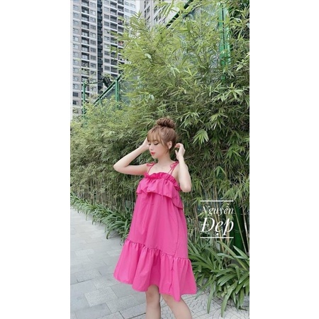 Đầm 2 dây tiểu thư kate voan siêu xinh 4 màu hot trend