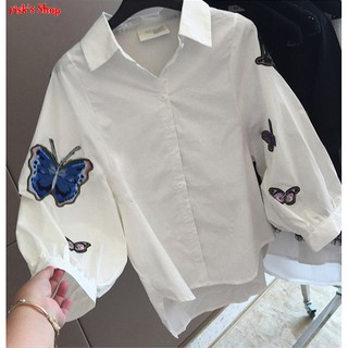 Áo sơ mi thêu hình bướm