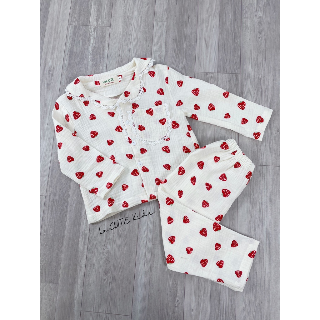 Bộ pijama dài tay chất muslin cho bé gái từ 1-5 tuổi