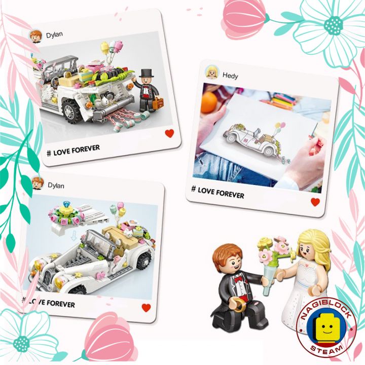 Mô hình lắp ráp  xe ô tô LOVE FOREVER  nanoblock LOZ 1119