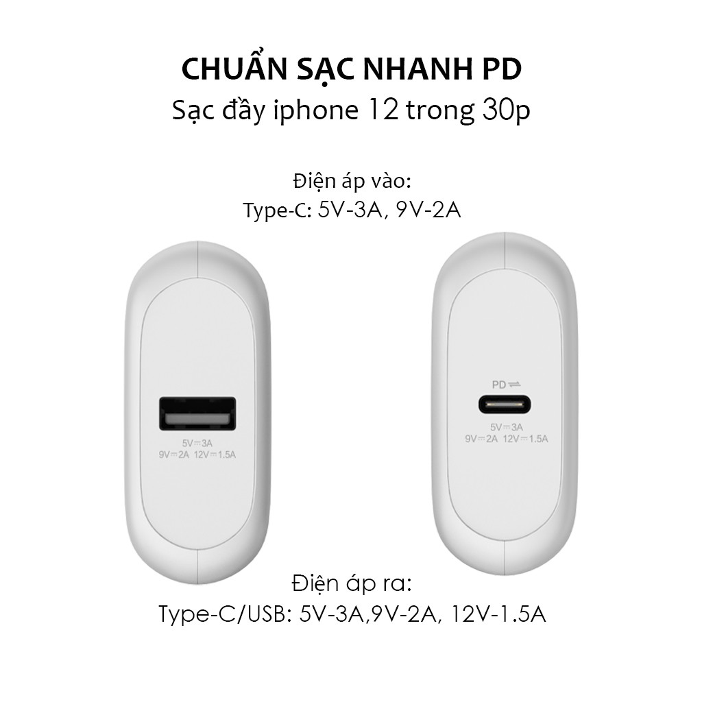 Pin sạc dự phòng Pisen Quick-mini QP18 10000mAh Led hỗ trợ sạc nhanh Chính Hãng