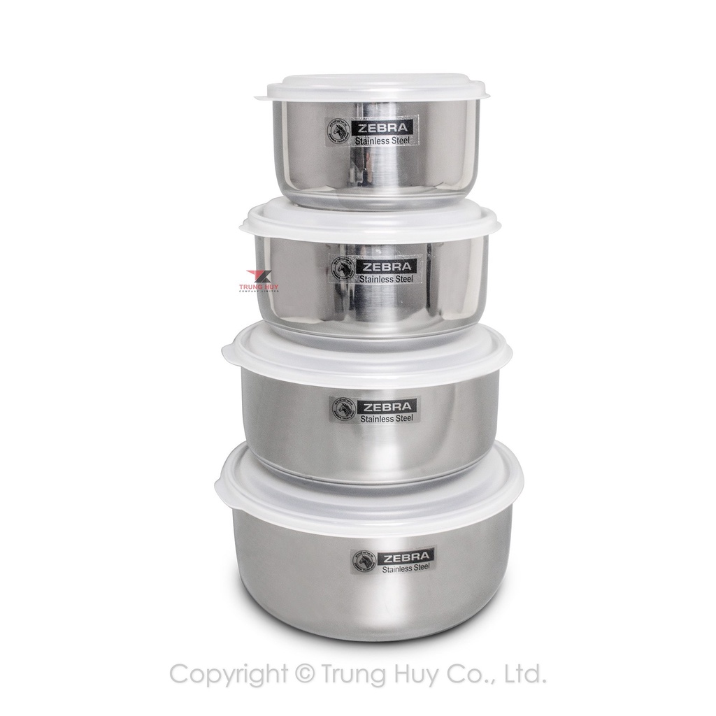 Bộ 4 thố Inox Zebra Thái Lan 12 -14-16-18cm - 184106 hàng nhập khẩu có nấu bếp từ