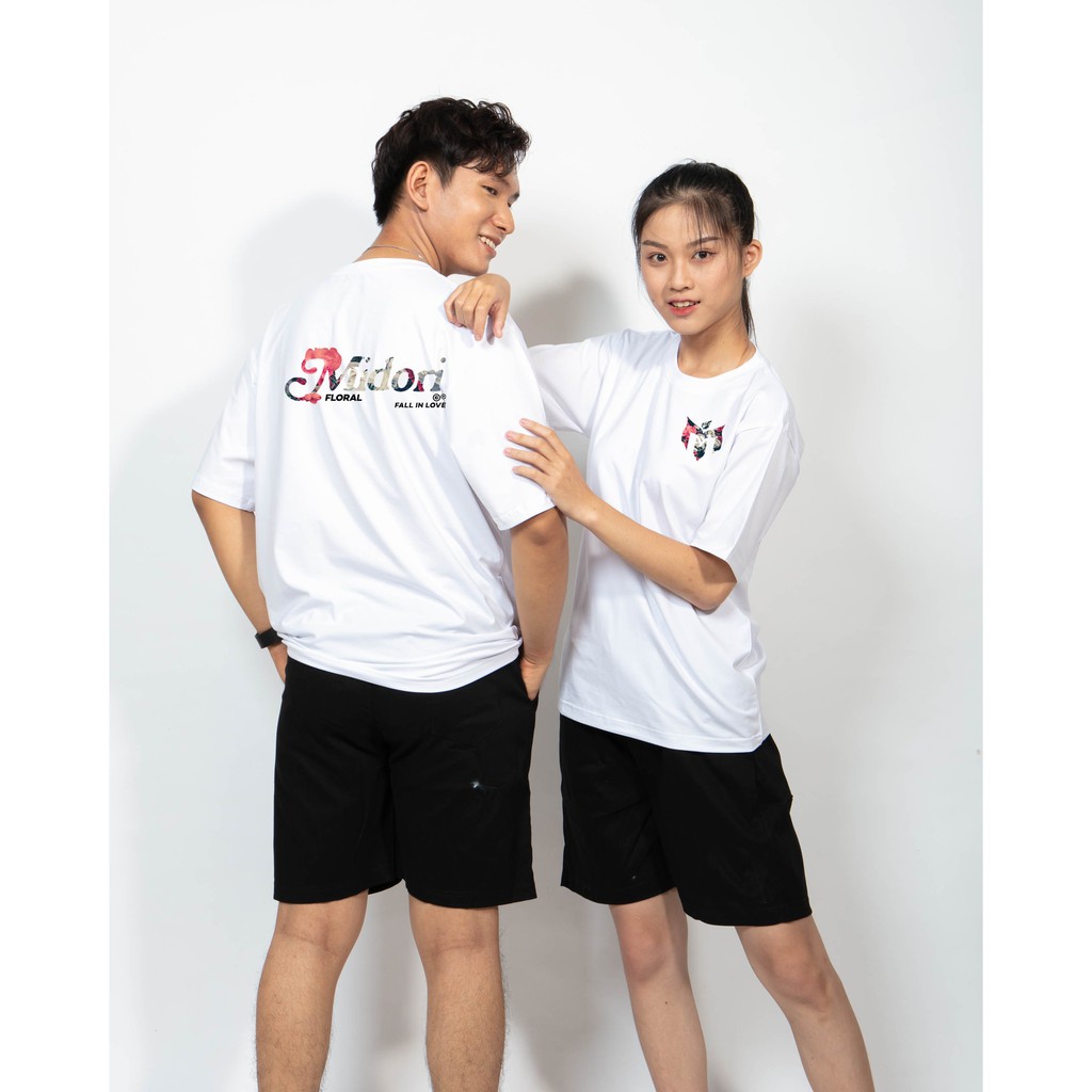 Áo thun unisex form rộng tay lỡ Phông Nam Nữ Midori lồng hoa Local Brand Mi Midori