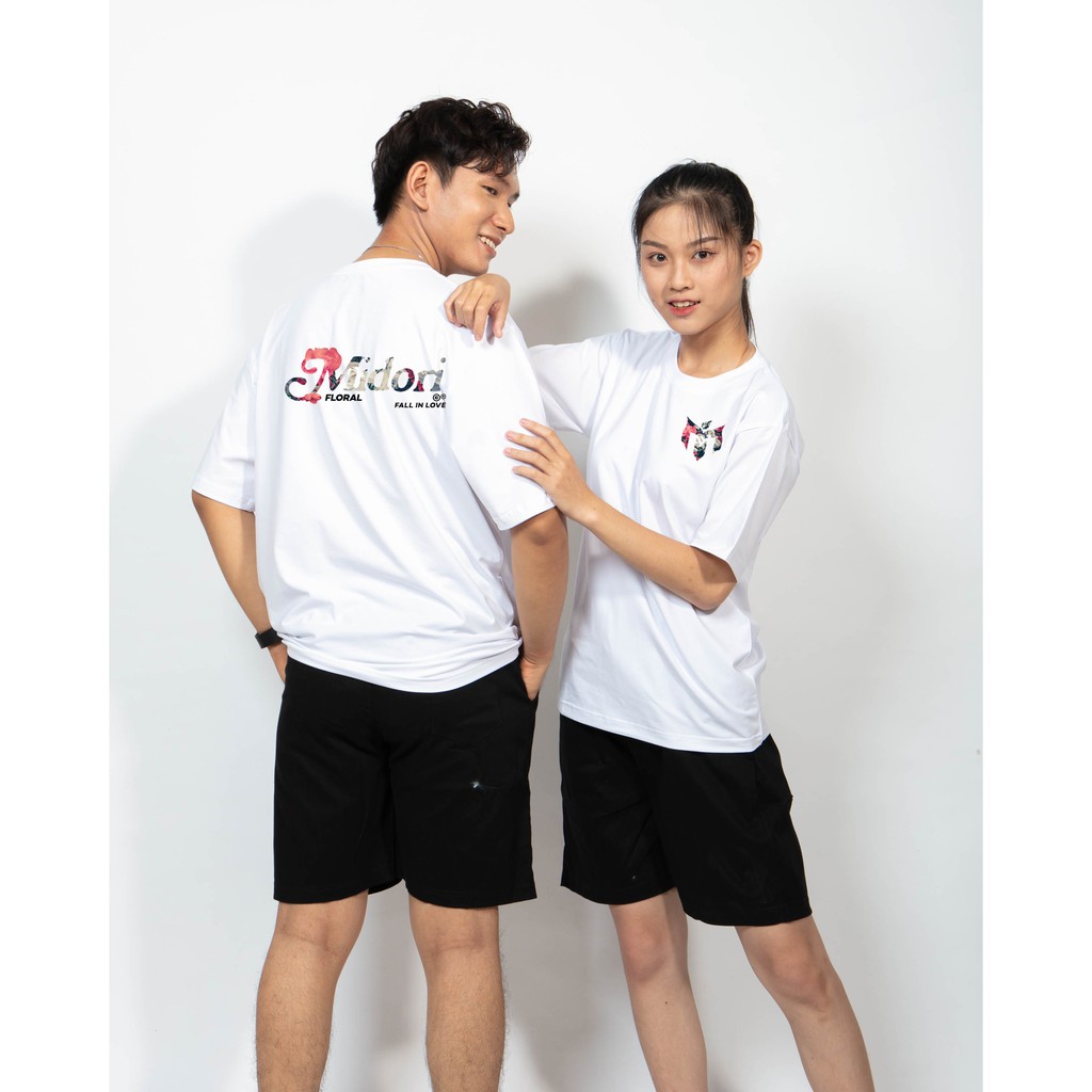 Áo thun unisex form rộng tay lỡ - Midori lồng hoa - Midori Workshop