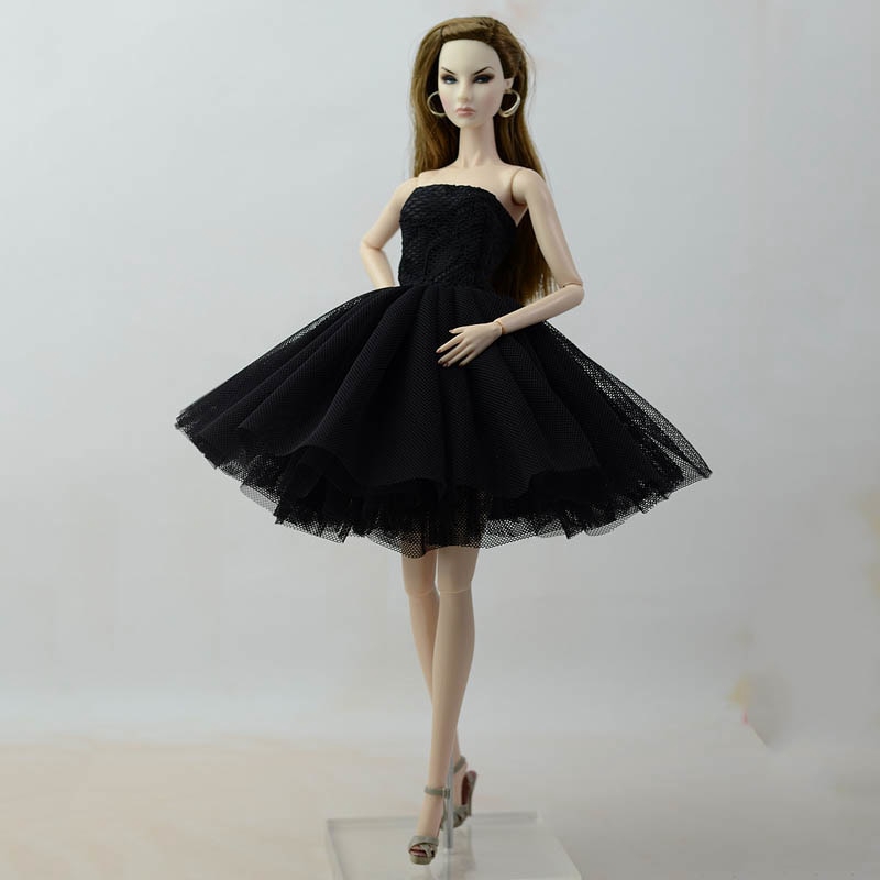 Đầm dạ hội màu đen thời trang cho búp bê Barbie 1/6