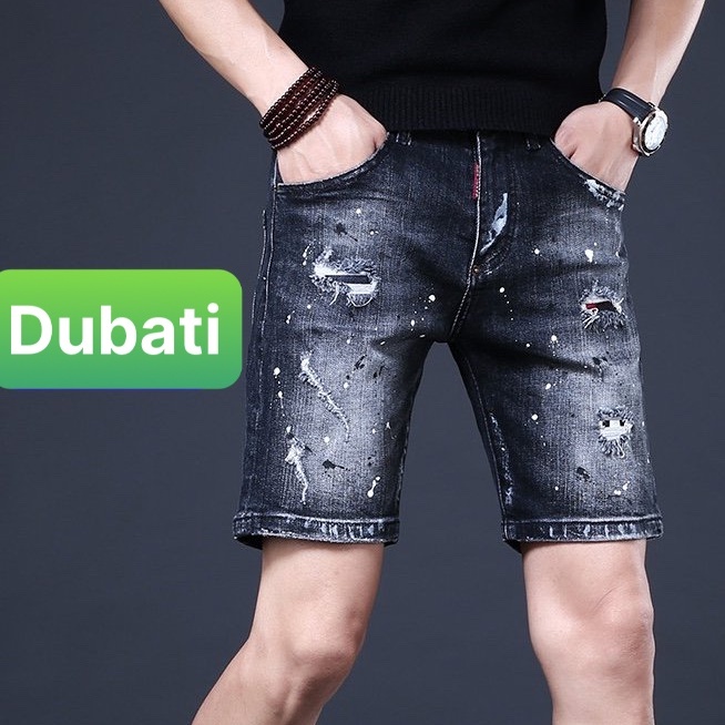 QUẦN SHORT JEAN NAM CHẤT VẢI ĐEN VẨY SƠN, QUẦN SOT JEAN NAM ĐẸP CÁ TÍNH - DUBATI FASHION