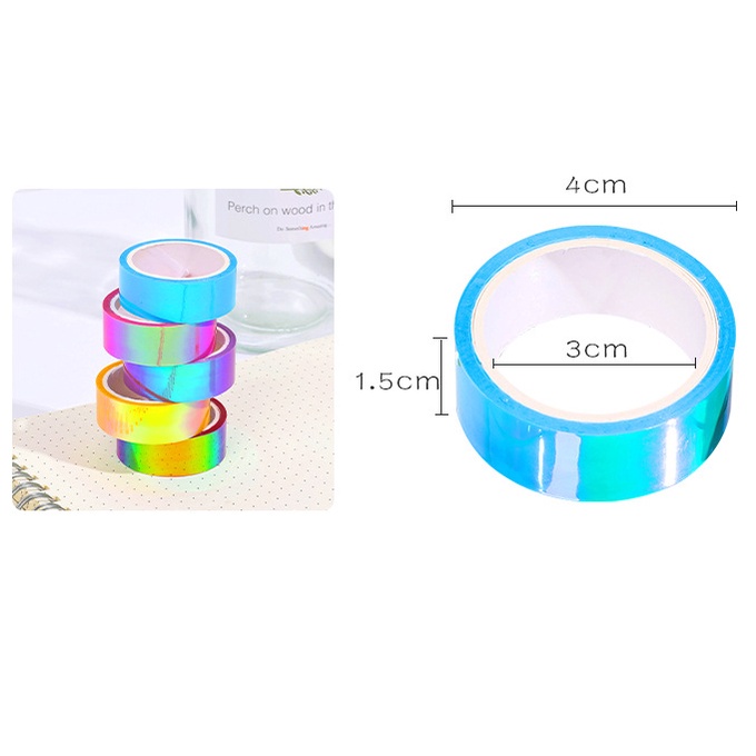 Cuộn băng dính washi tape cute nhũ lấp lánh nhiều màu sắc