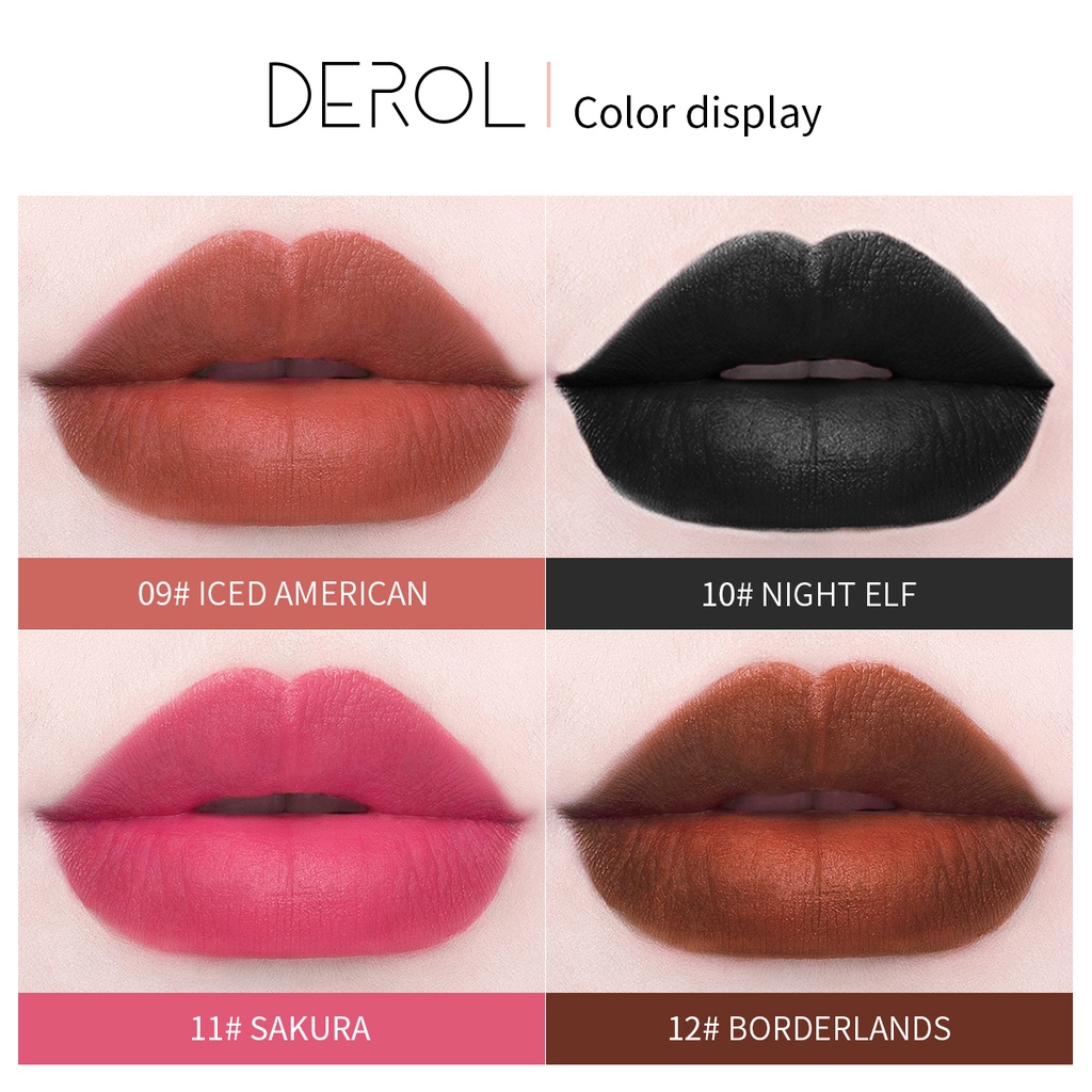 [Hàng mới về] Son lì DEROL chống thấm nước lâu trôi với 12 màu lựa chọn