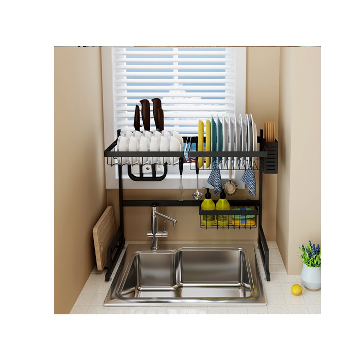Kệ để chén bát trên chậu rửa thép đen cao cấp  85cm