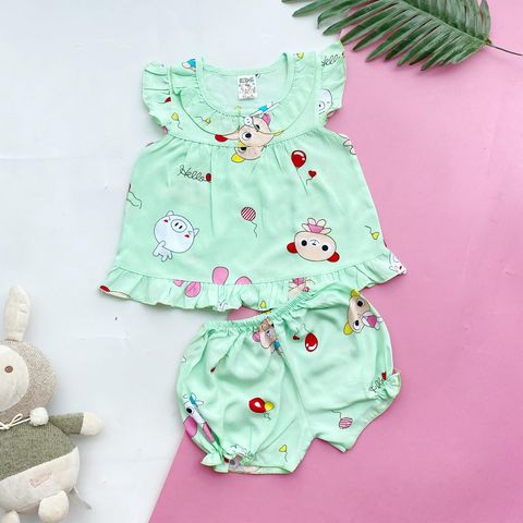 Đồ Bộ Cổ Sơ Mi Tay Cánh Tiên Nút Ngực Vải Tôn (Tole - Lanh) Mềm - Mịn - Mát Cho Bé Gái 4-9kg (hình thật)